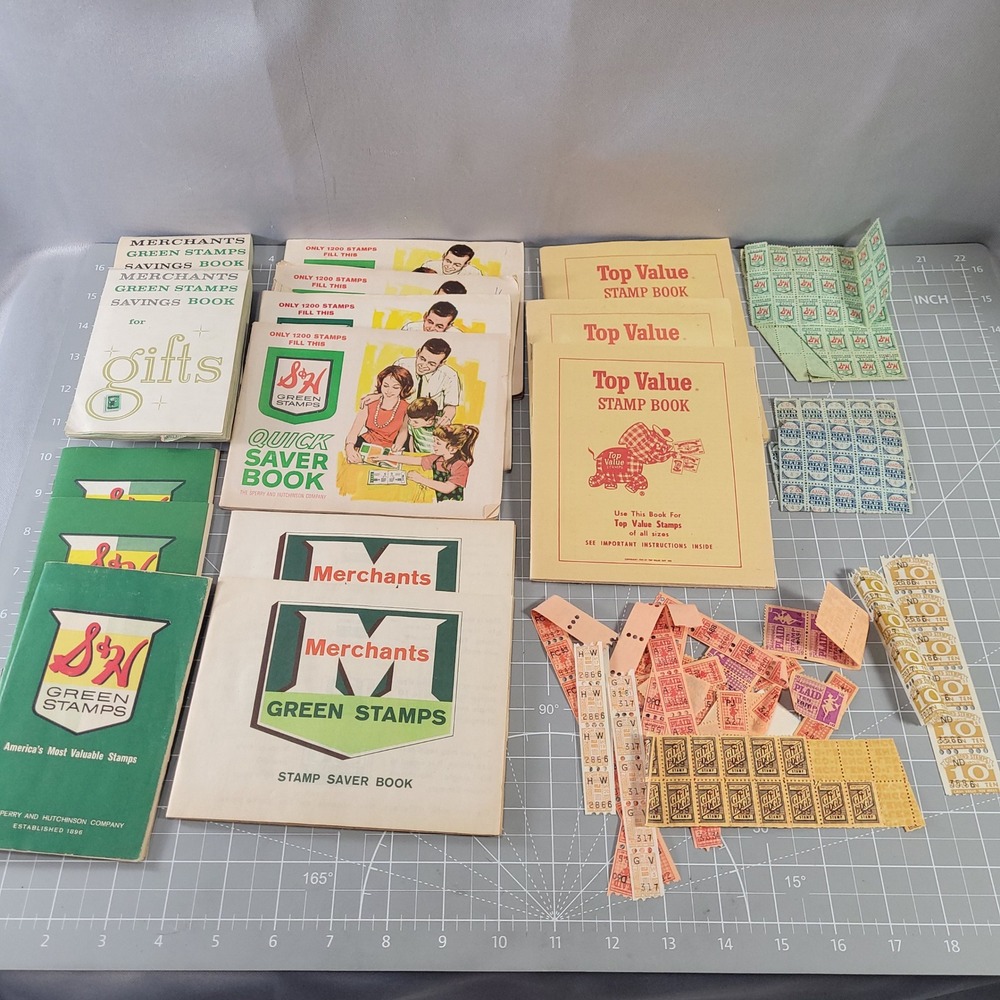 S&H Green Stamps Top Value Trading Stamp Books Lot Vintage Mid-Century‎ Ephemera